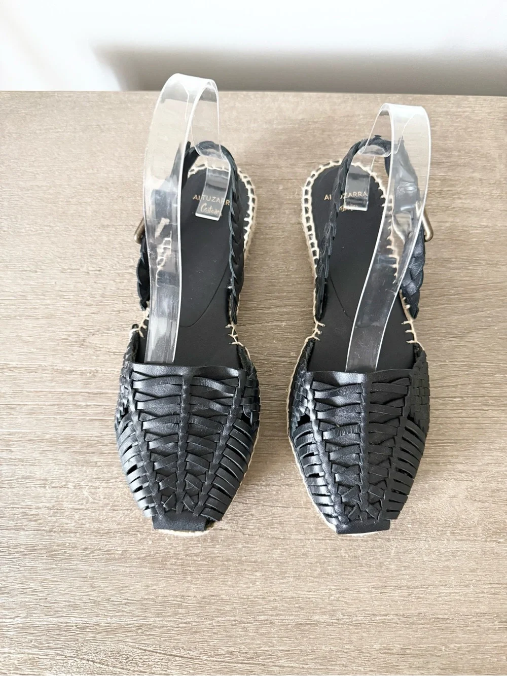 Castaner X Altuzarra Black Leather Woven Slingback Espadrille Flats - Size 37